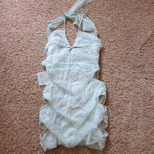 NWT Dress Decode Medium Mint Green Sequin Pearls Cut Out Sides Mini Formal Dress